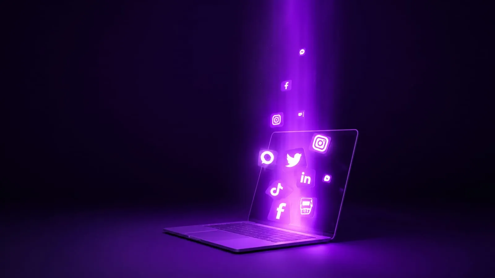Laptop screen with social media platform icons for pitching brands