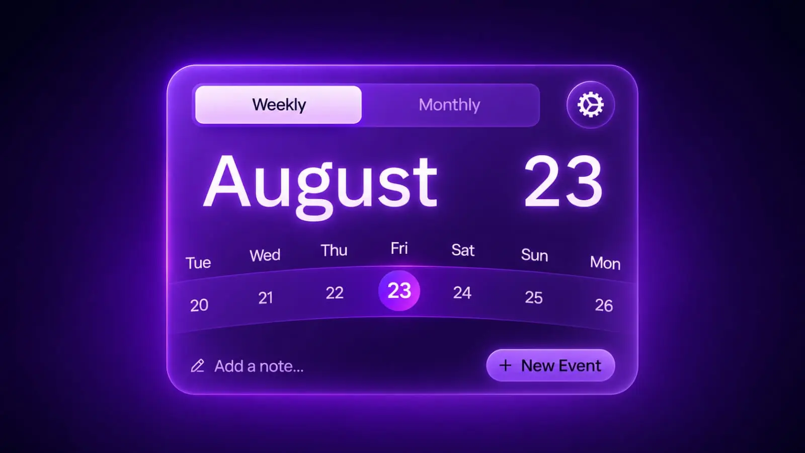 Purple glassmorphism calendar UI representing festival content planning for Indian creators