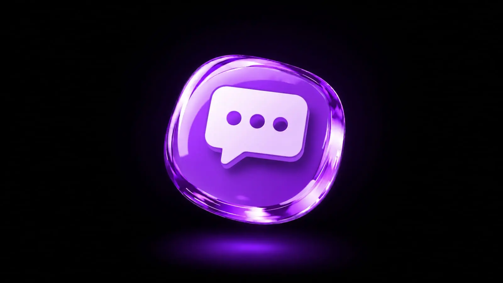 purple glossy 3D chat bubble with typing dots on black background direct message Indian creators 2026