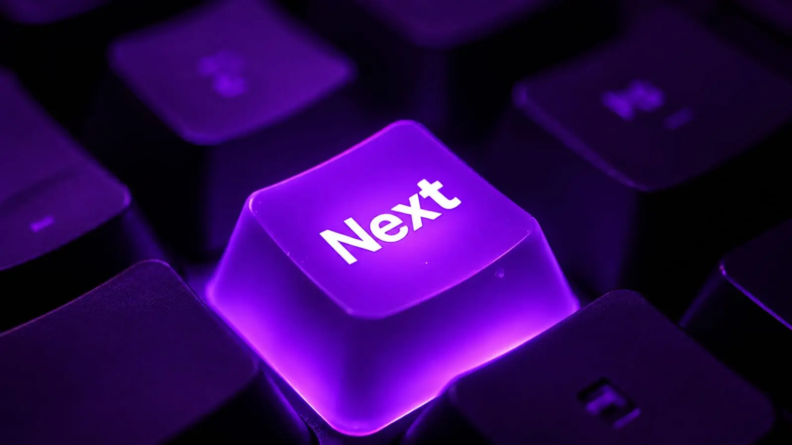 glowing purple Next keyboard key representing Indian creator next step decision between Instagram Reels and YouTube Shorts 2026