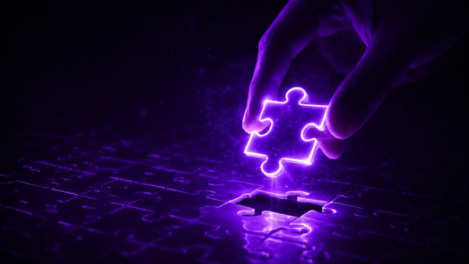 glowing purple puzzle piece being placed representing the missing piece of lighting setup for Indian creators 2026