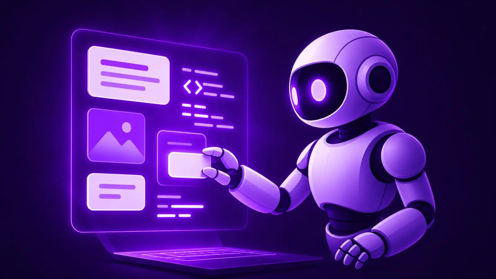 AI robot pointing at content dashboard representing LinkedIn AI content creation for Indian creators