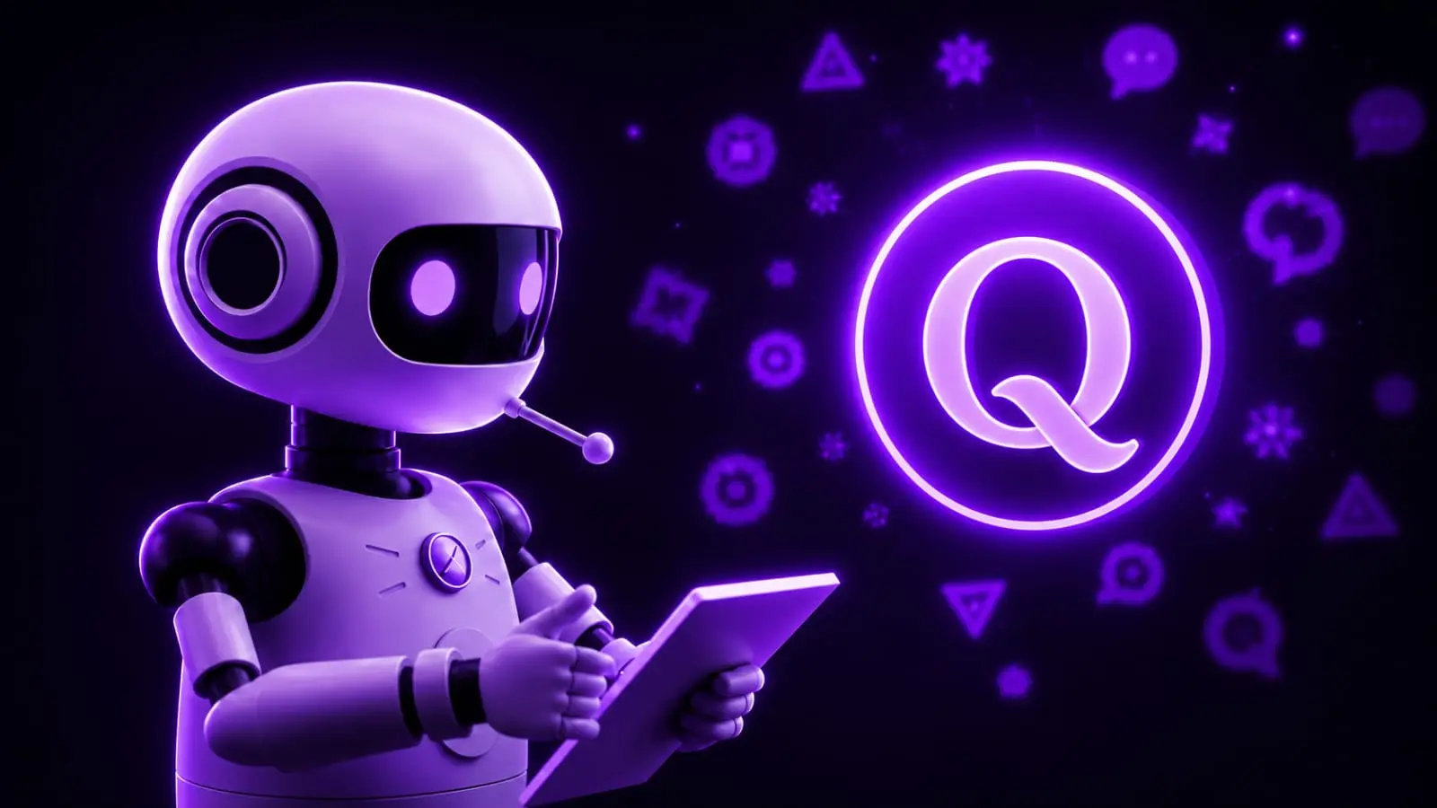 glowing purple Quora logo representing Quora Spaces strategy for creators in 2026
