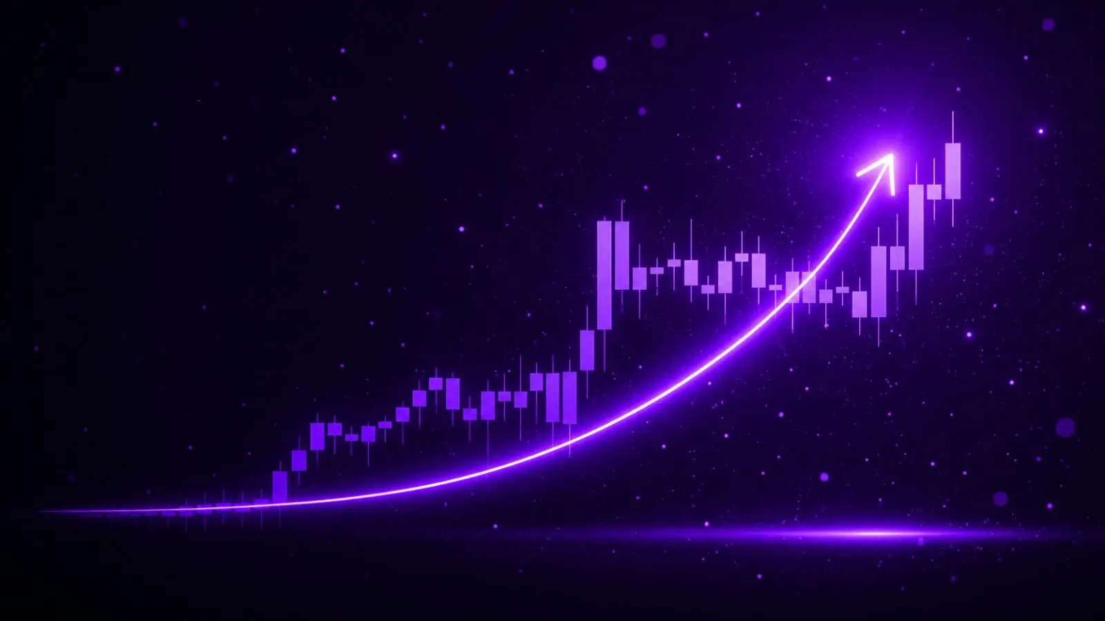glowing purple candlestick chart with upward arrow representing Indian creator stock tips and SEBI finfluencer rules 2026