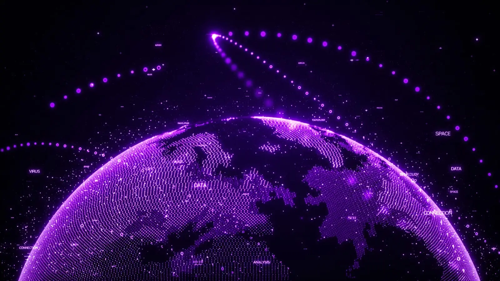 Digital globe with purple data connections representing Telegram reach in India