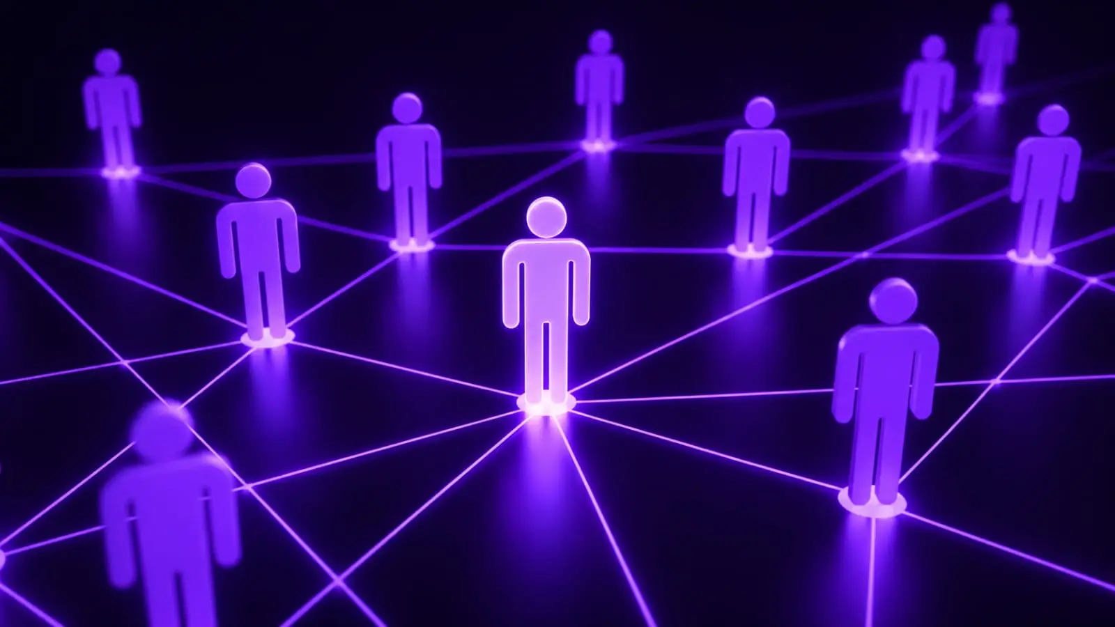 purple glowing 3D human figures connected by neon lines network on dark background Indian creators 2026
