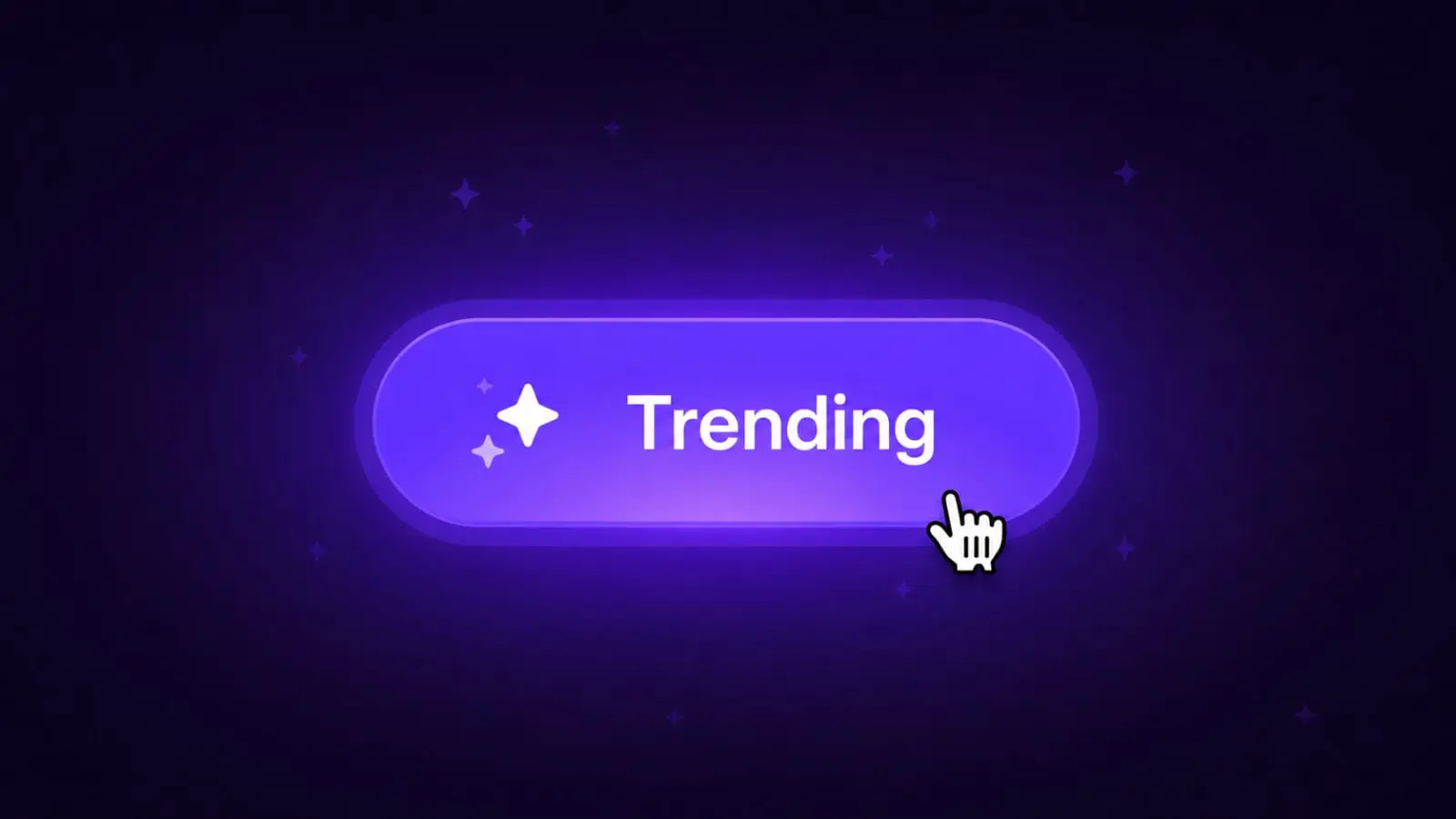 purple glowing trending button with sparkle star icon and cursor on dark background Indian creators 2026